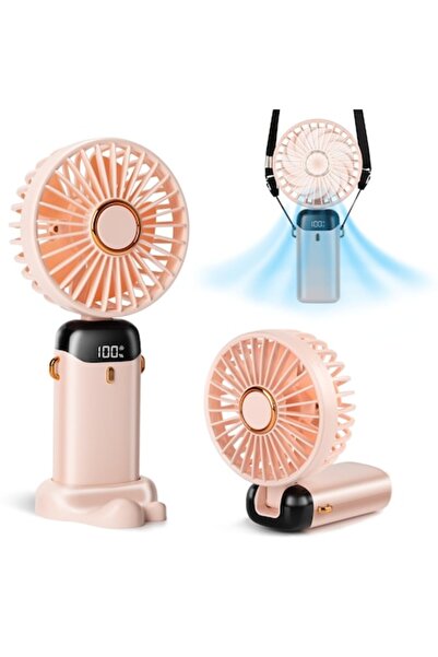 SuooTci Ventilator portabil, 5 viteze, 3200mAh, autonomie de 12 ore, roz