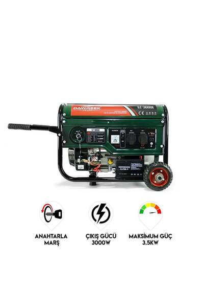 DAWREK 3,5kw Benzinli Jeneratör Marşlı Ipli Bakır Sargılı 3000W Güç Kaynağı (...