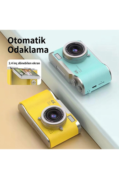 TECHNOM 4K Ultra HD Dijital Fotoğraf Makinesi - 48 MP Vlog Kamerası, 2.4 İnç Dönebilen Ekran, Otomatik Odaklama (Autofocus) & Sarsıntı Önleyici Vlog Kamera