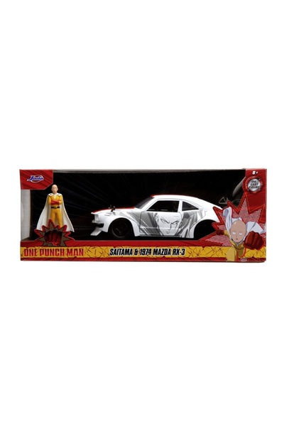 OEM Set Jada One Punch Man Masinuta Metalica Mazda Rx 3 si Figurina Saitama