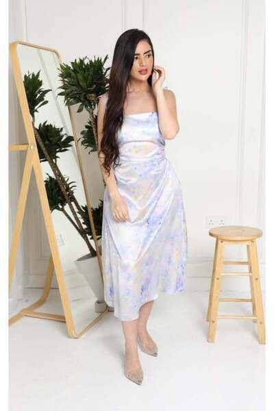 it's Mine Silk Satin Dress with Wave Pattern