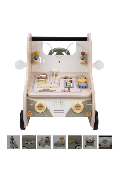 OEM Quint Jack Jacky Carucior din lemn, educativ, cu funcție de vehicul de pl...