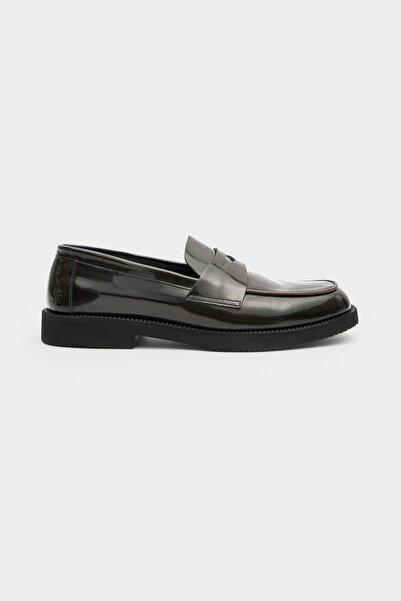 Damat Kahverengi Hakiki Deri Penny Loafer Ayakkabı