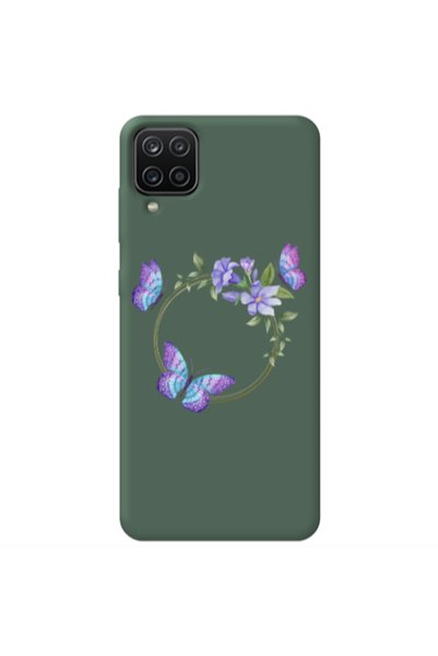 Other Samsung A12 Butterfly on the ring Dark Green Colored Silicone TPU Θήκη