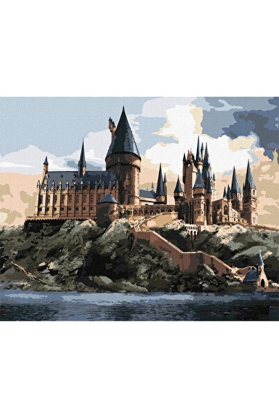 ideyka Kit pictura pe numere Hogwarts la zi, cu panza preimprimata si sabloan...