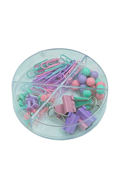 MC Micostore Accesorii set birou, 62 piese, culori pastel - agrafe, ace gamal...