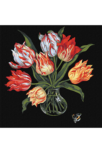 ideyka Set pictura pe numere, cu sasiu, Lalele gratioase, 40x40 cm