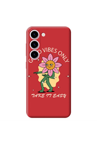 Other Samsung S23 Plus Good Vibes Only Red Colored Silicone TPU Θήκη
