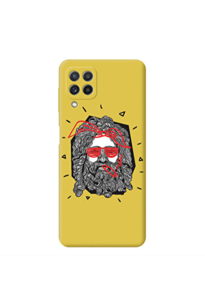 Other Samsung A22 4G Cool glasses Yellow Colored Silicone TPU Θήκη