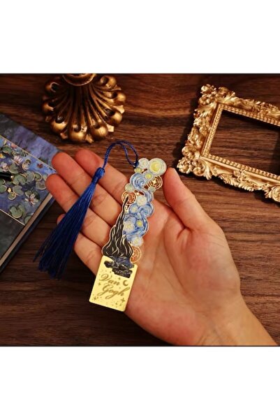 OEM Semn de carte metalic, Van Gogh, Noaptea înstelată, model decupat, auriu