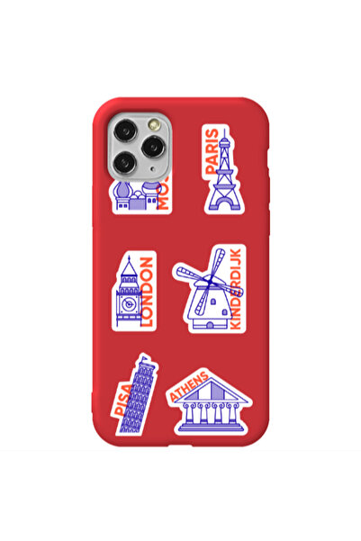 Other Apple iPhone 11 Pro Pisa Athens Red Colored Silicone TPU Θήκη