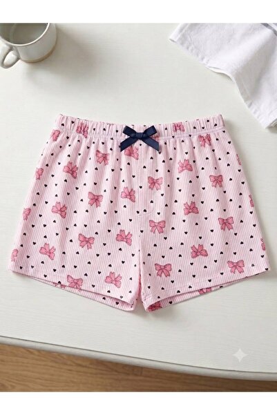 BLUE NIL Satin Ribbon Belt Detail Women's Shorts Pajama Bottoms