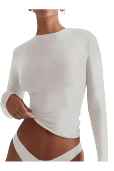 OEM Bluza dama, alba, elastica, cu maneca lunga, S