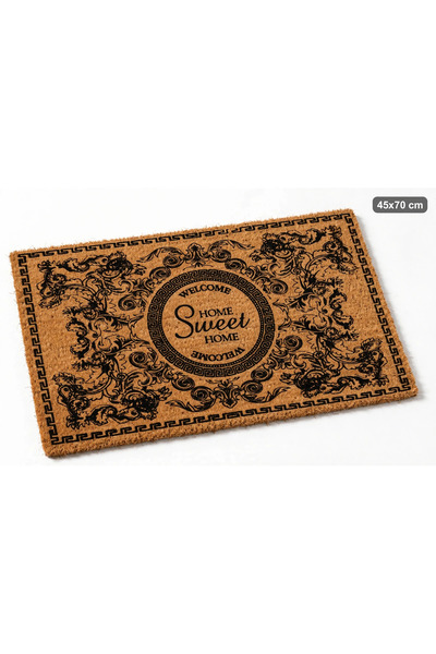 Evoris Coco Cc018A Welcome Home Sweet Home Patterned Thick Non-Slip Base Moisture Absorbing Stylish Design Door Mat 45X75 cm