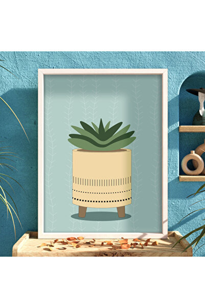 KOLAJTASARIM Tablou minimalist cu ilustrații de suculente Accesorii cu ramă d...
