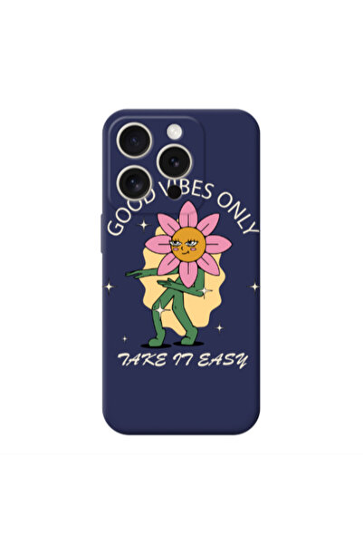 Other Apple iPhone 15 Pro Max Good Vibes Only Dark blue Colored Silicone TPU ...