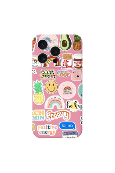 Other Apple iPhone 15 Pro Max Good vibes Pink Colored Silicone TPU Θήκη