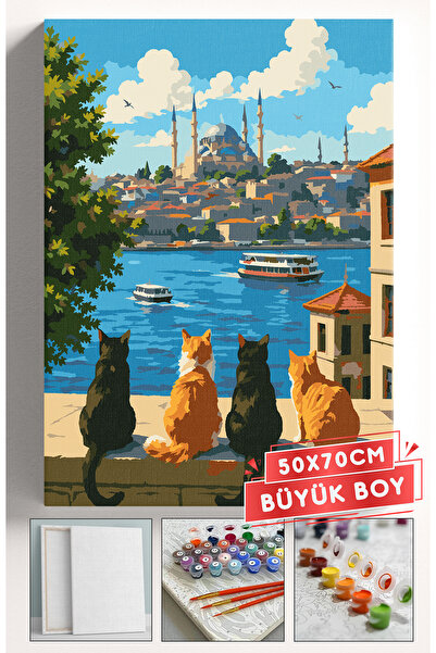 Akihabara Sayılarla Boyama Hobi Seti Çerçeveli Numaralı Tuval Fırça Boya Dahi...