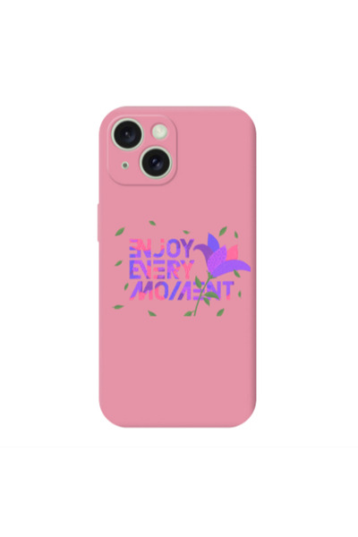 Other Apple iPhone 15 Plus Enjoy Every Moment Pink Colored Silicone TPU Θήκη