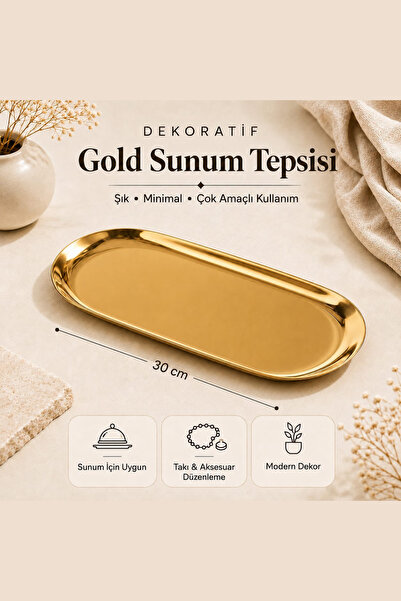 Vox Art Gold Dekoratif Sunum Tepsisi 30cm 1 Adet