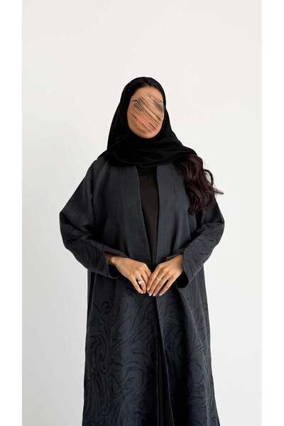 AYA MWT1457 عباية من قماش اللينن مطبوعة