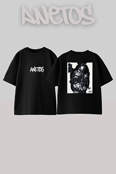 Anetos Central Cee_20 dizajn, štampana unisex majica prevelikog kroja, crna