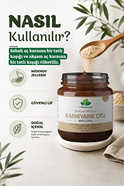 DRNATURAL Karnıyarık Otu Tozu Macunu Bitki Karışımlı Probiyotik Macun (Psyllium husk powder) 240 Gr