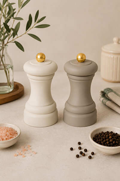 PUPSI Set 2 Râșnițe Manuale pentru Sare și Piper, 13 cm, Mecanism Ceramic, Cr...