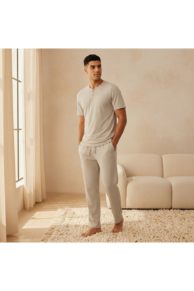 FAV Men Drawstring Waist Nightwear Set
