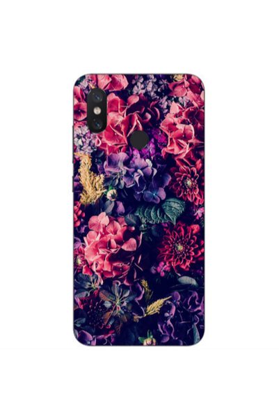Other Xiaomi Mi A2 Lite Purple and pink flowers Transparent Silicone TPU Θήκη