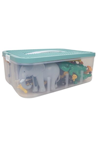 Open Bricks Set de jucării animale în cutie de depozitare OB-JS-FI100