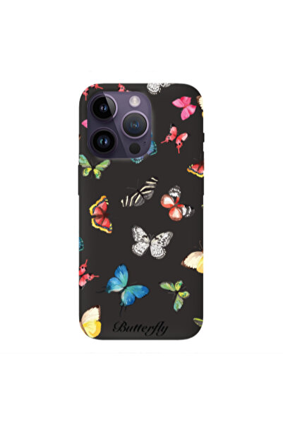 Other Apple iPhone 14 Pro Max Mixed Butterflys Black Colored Silicone TPU Θήκη