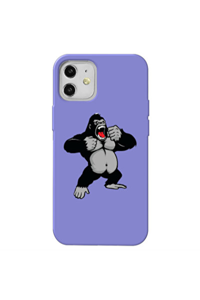 Other Apple iPhone 12 Angry Gorilla2 Purple Colored Silicone TPU Θήκη