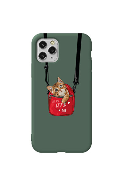 Other Apple iPhone 11 Pro Max Are you kitten Dark Green Colored Silicone TPU ...