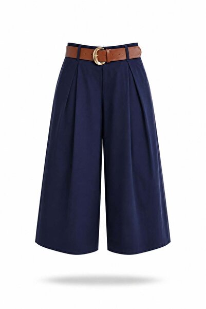 5in1Canpolat Pantaloni largi cu curea, albastru marin 261038