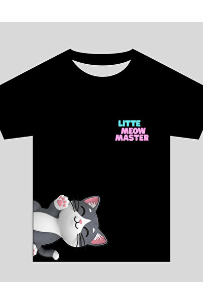 TİMİSİVA Children's Printed Crew Neck Short Sleeve Black T-Shirt