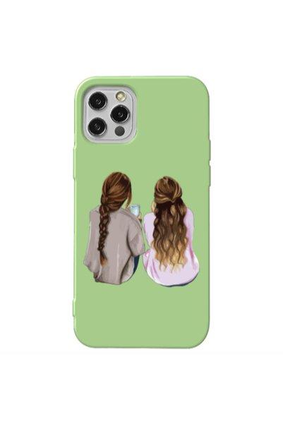 Other Apple iPhone 12 Pro Friends Light Green Colored Silicone TPU Θήκη