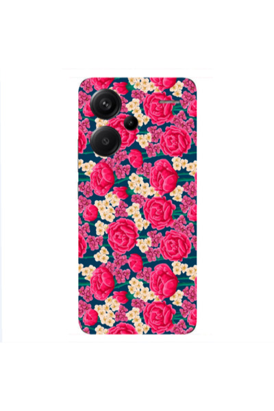 Other Xiaomi Redmi Note 13 Pro+ 5G Red and pink Flowers Transparent Silicone ...