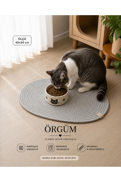 ÖRGÜM Kedi Beslenme Paspası 40x30 Cm Kedi Paspası