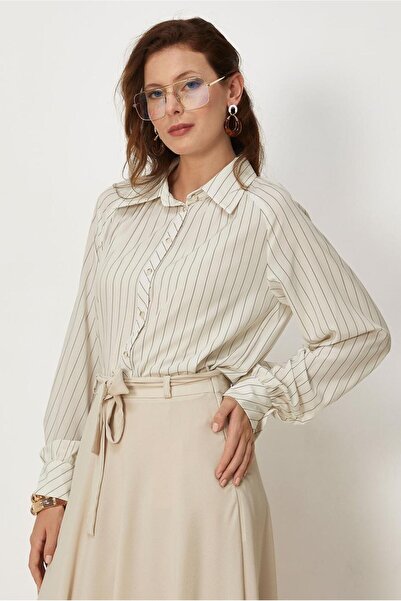 Alvina Shirt Collar Satin Blouse 46849