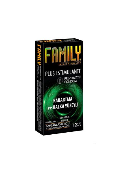 FAMİLY Plus Estimulante Kabartmalı Halka Yüzeyli Prezervatif 12’li