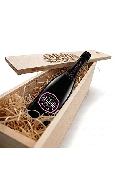 Luc Belaire Pachet Cadou Cutie Lemn Personalizata Vin spumant Rose Fantome 12...