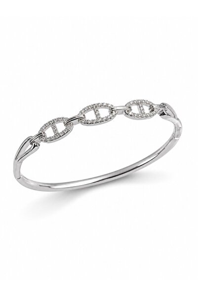 serelya Silver Color Ship Chain Model Zircon Stone Women's Handcuff Bracelet