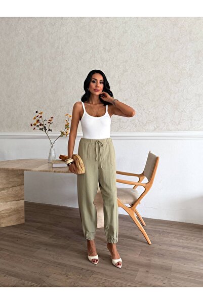 Ekim Store Pantaloni Palazzo din in cu buzunare largi, model Morcov