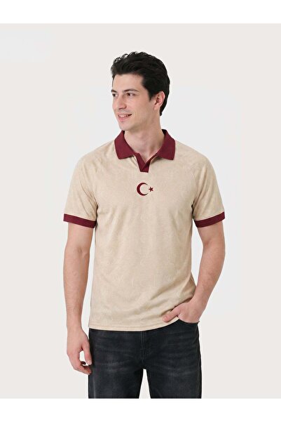 Erkek Krem Polo Yaka Destan Türkiye Milli Forma T-Shirt