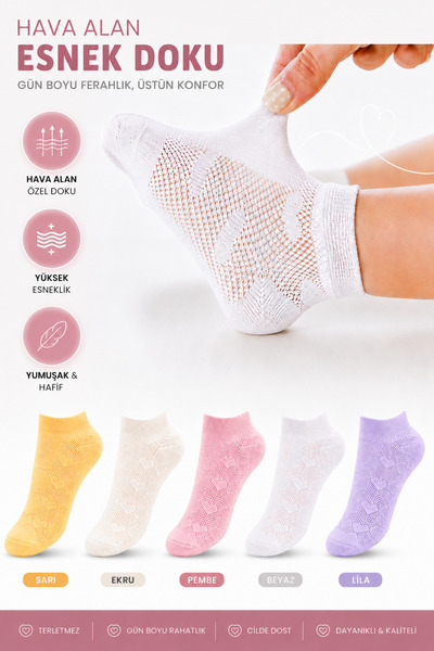 Hobins Sportswear & Company 5 Pairs of Children's Socks with Special Breathab...