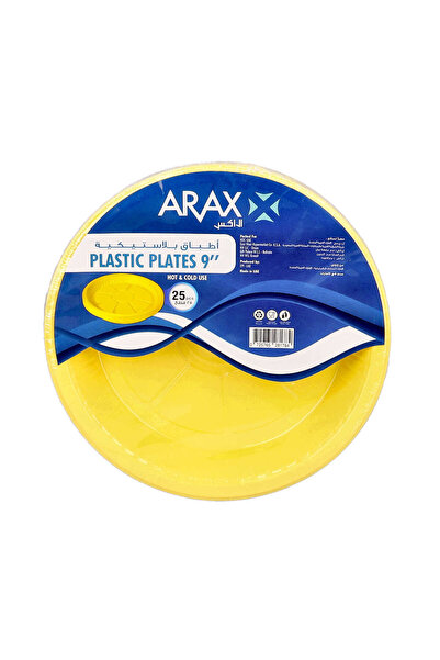 ARAX Color Plastic Plates Yellow 9in 25's
