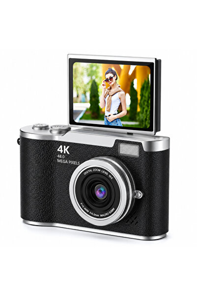beemen 4K Dijital Kamera 48 MP Selfie Ekranlı Vlog Kamerası 16X Dijital Zoom ...