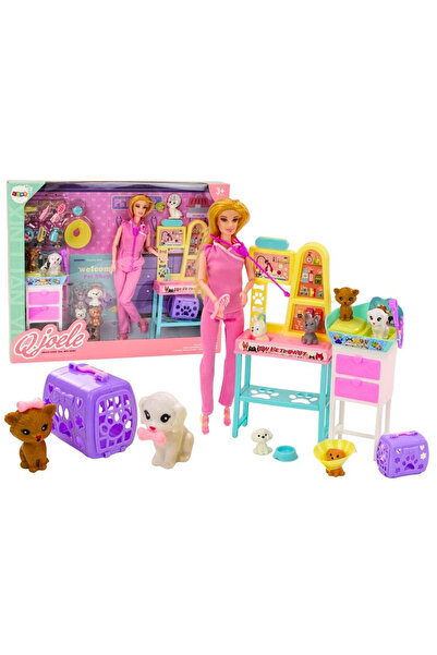 LeanToys Set papusa veterinar Leantoys, set jucarii cu mobila si accesorii, i...