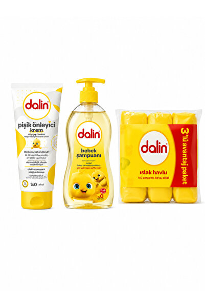 Dalin Bebek Bakım Seti - Klasik Şampuan 700 ml + Pişik Kremi 100 ml + Islak T...